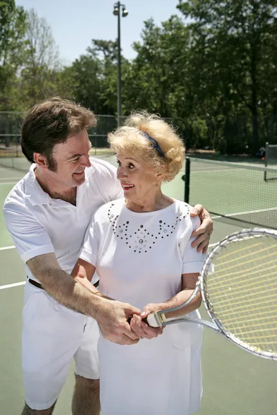 Lekcja tenis pionowe — Zdjęcie stockowe