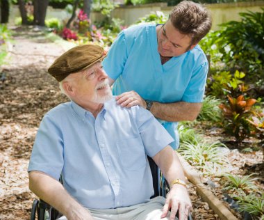 Elderly Patient and Nurse clipart