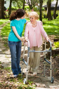 Walking with Grandma clipart