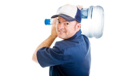 Cheerful Water Delivery Guy clipart