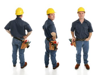 Construction Worker Three Views clipart