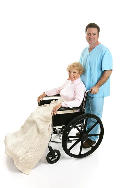 Handicap Senior & verpleegster profiel — Stockfoto