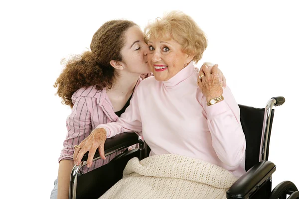 Csók a nagymama — Stock Fotó