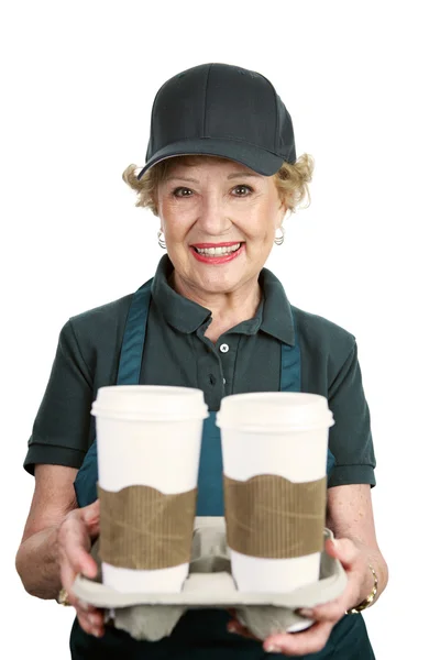 Senior werknemer - koffie server — Stockfoto