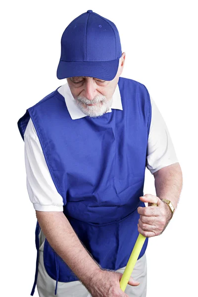 Senior Worker - Sweeping Up — Stock Photo, Image
