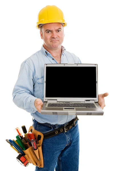 Angry Worker with Message — Stock Photo, Image
