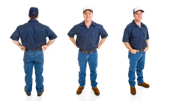 Mann mit blauem Kragen - drei Perspektiven — Stockfoto