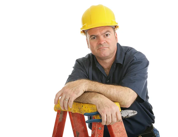 Незадоволений працівник будівництва — стокове фото