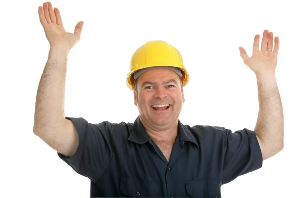 Trabalhador de construção muito feliz — Fotografia de Stock