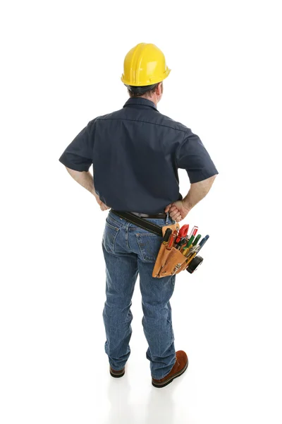 Trabalhador da construção Visão traseira — Fotografia de Stock
