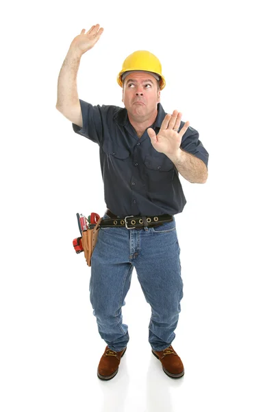 Byggnadsarbetare instängd i rutan — Stockfoto