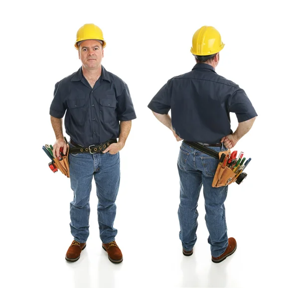 Budowy pracownik dwa widoki — Zdjęcie stockowe