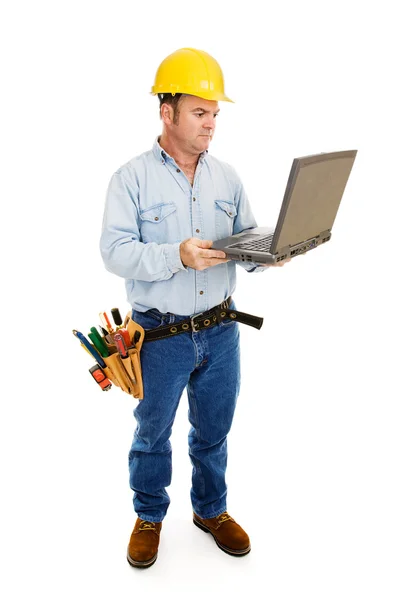 Contractor & Computer Full Body — Stock Photo, Image