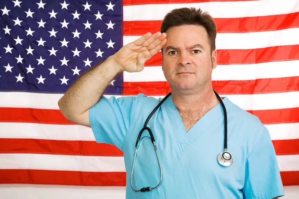 stock image Doctor Salutes the Flag