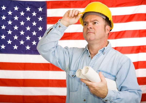 Travailleur patriotique de la construction — Photo