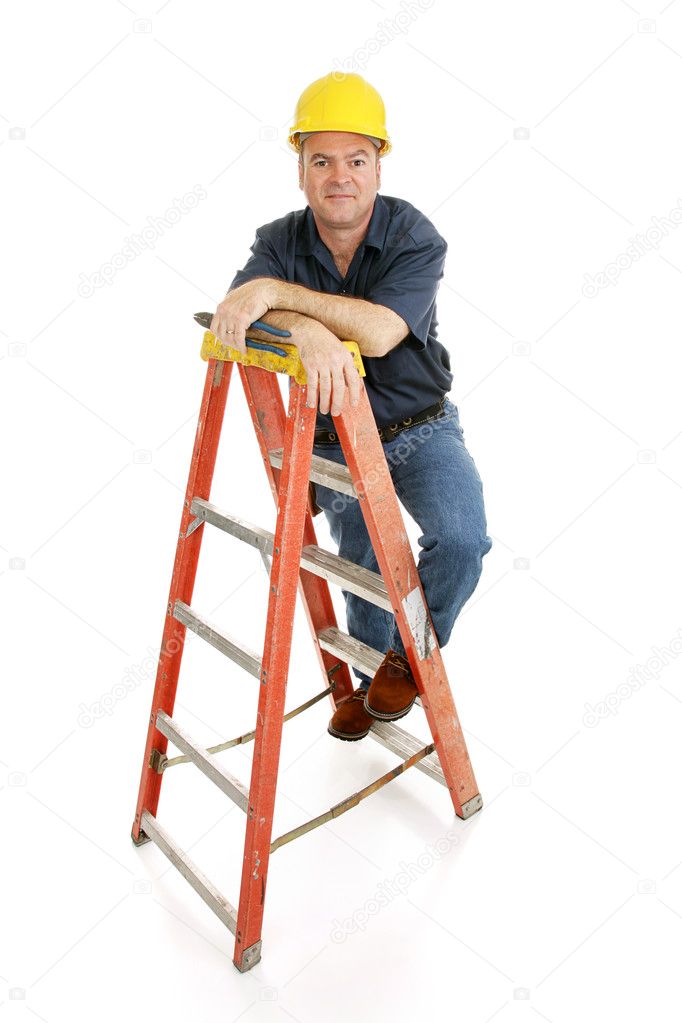 Construction Worker on Ladder