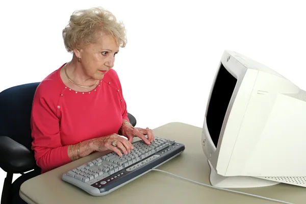 Senior Confused by Technology — Stockfoto