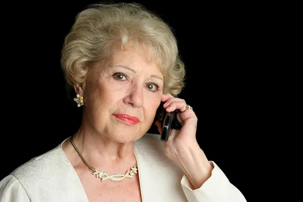 Senior on Serious Phone Call — Stock Photo, Image