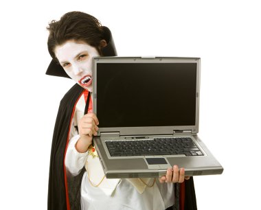 Halloween Vampire with Laptop clipart