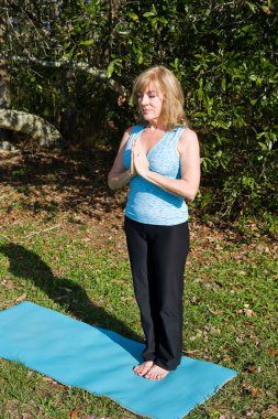 Mature Woman Yoga - Breathing clipart