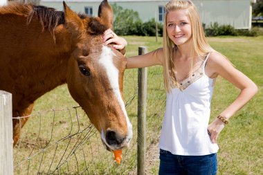 Farm Girl & Horse clipart