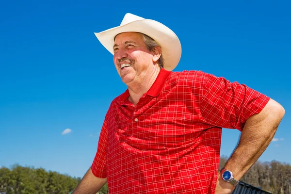 Volwassen cowboy lachen — Stok fotoğraf