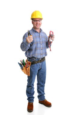 Friendly Electrician Full Body clipart