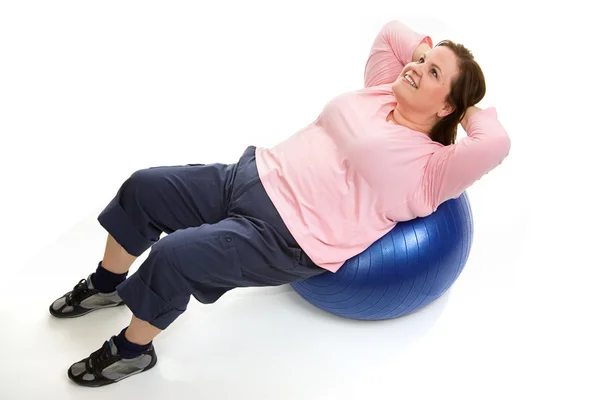 Crunches on Pilates Ball — Stock Photo, Image