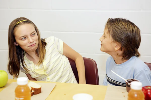 Iskolai ebéd - lányok tábla — 스톡 사진