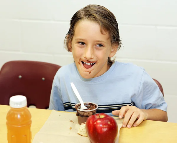 Déjeuner scolaire - Mangeur désordonné — Photo