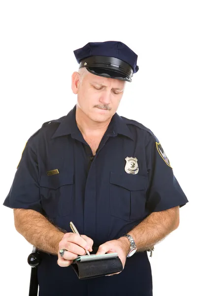 Офицер полиции - штраф за парковку — стоковое фото