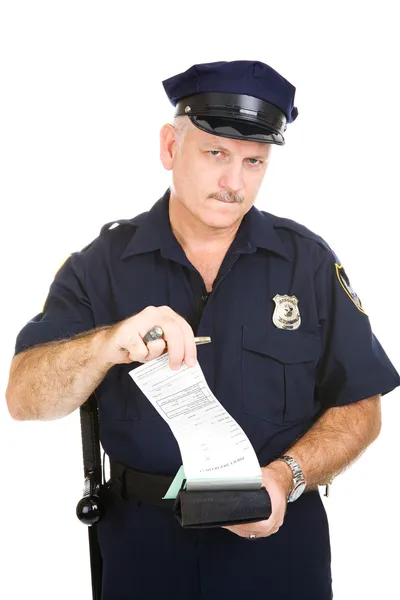 Polizist mit Blanko-Zitat — Stockfoto