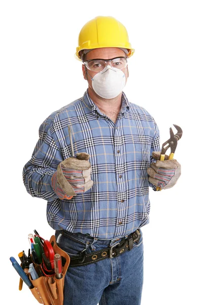 De veiligheid van de werknemers van de bouw — Stockfoto