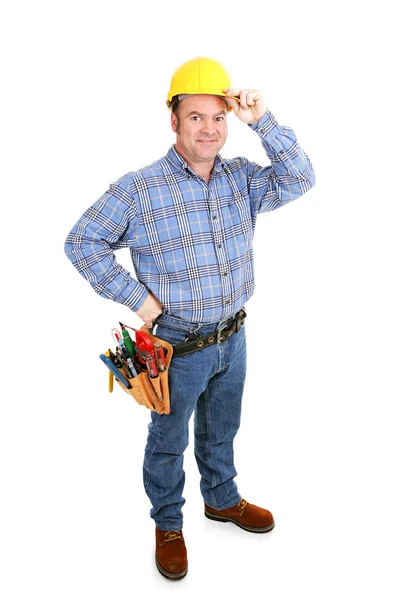 Verkliga byggnadsarbetare - tips hatten — Stockfoto