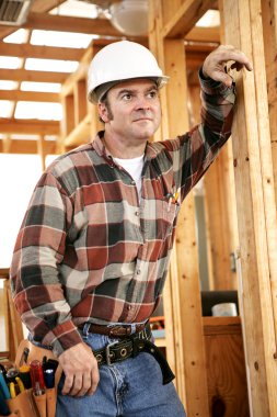 Thoughtful Construction Worker clipart