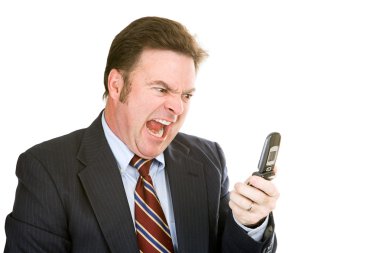 Businessman Yelling into Phone clipart