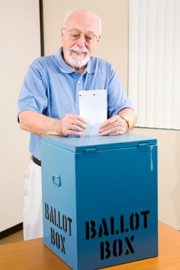 Election - Senior Man Casting Ballot clipart