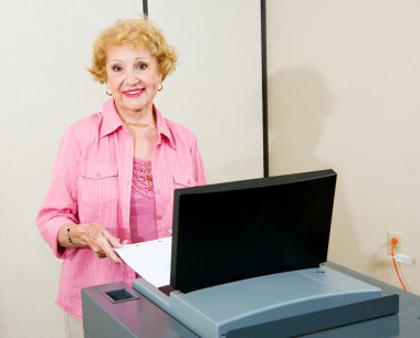 Senior Woman at Polls clipart