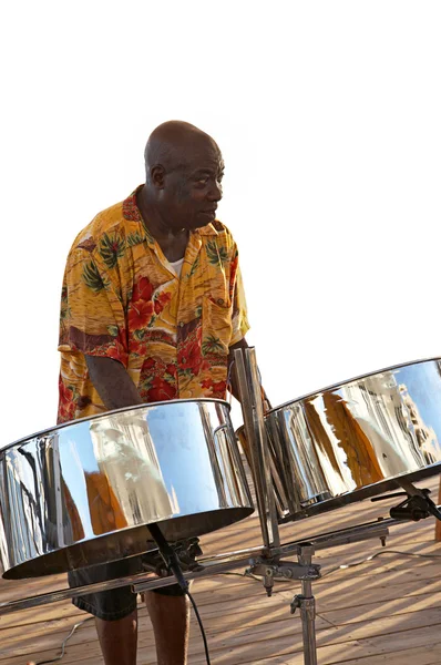 Musicien des Caraïbes & tambours en acier — Photo