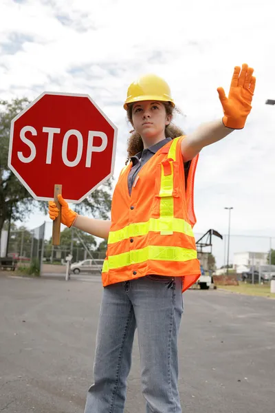 stock image Road Crew Stop Sign