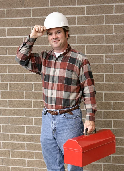 Pracy człowiek porady kapelusz — Zdjęcie stockowe
