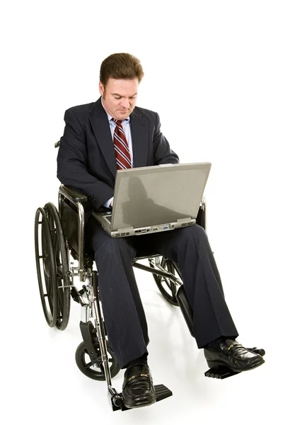 残疾的商人与计算机 — 图库照片