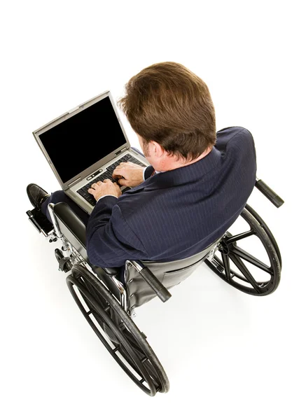 Empresario discapacitado Mecanografía — Foto de Stock