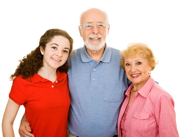 Adolescent avec grands-parents — Photo
