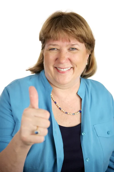 Glad kvinna thumbsup — Stockfoto
