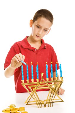 Lighting the Menorah clipart