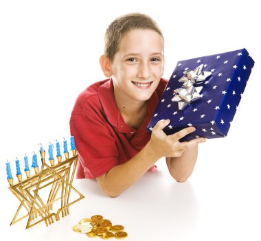 Little Boy Celebrates Chanukah clipart