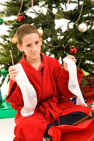 圣诞失望Χριστούγεννα αγόρι απομονωθεί — Φωτογραφία Αρχείου