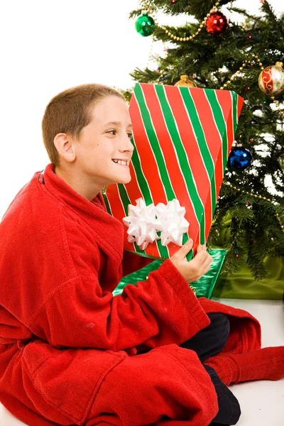 Shaking the Christmas Gift — Stock Photo, Image