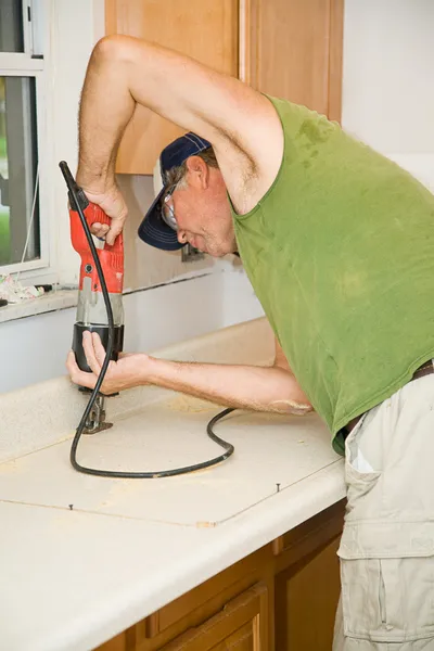 Sawing Formica Counter — Stock Photo, Image